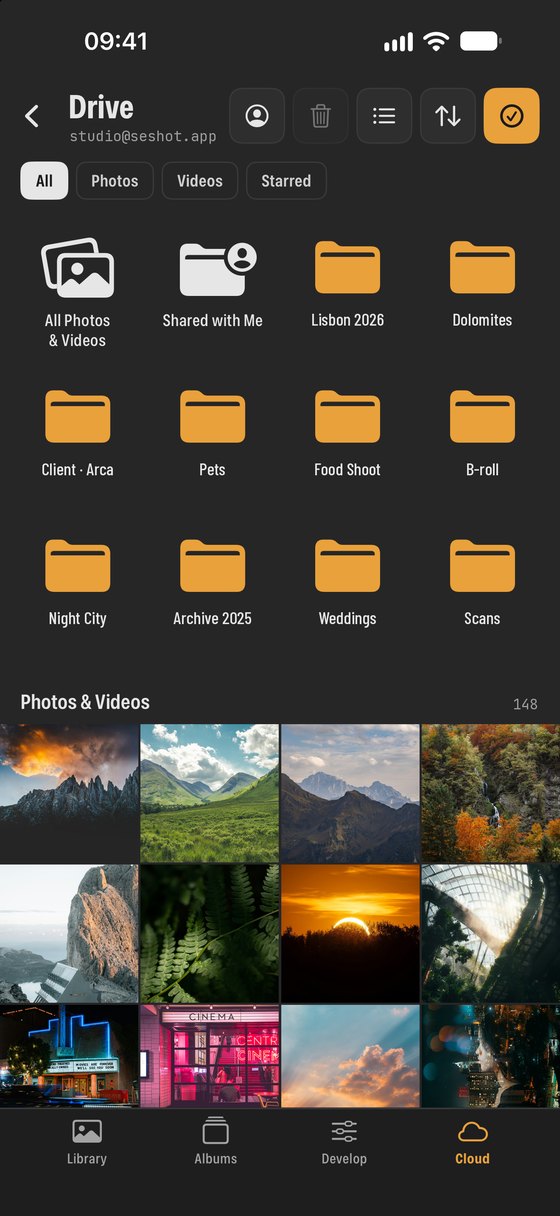 SEshot browsing a Google Drive folder
